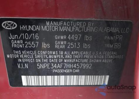 2017 Hyundai Sonata Limited from USA, damaged, VIN 5NPE34AF7HH457992